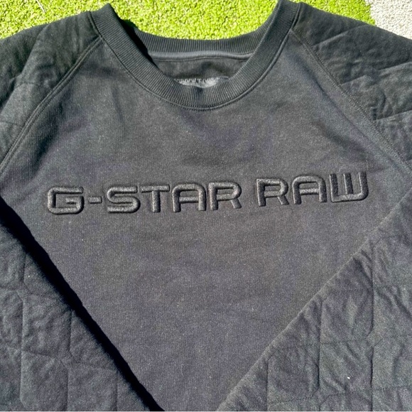 SUPER NICE G-STAR RAW BLACK ON BLACK QUILTED CREWNECK SWEATER XL PERFECT SHAPE - Picture 1 of 8